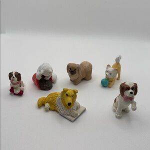 Vintage 1990 M.E.G. Assorted Small Pet Figurines Set Puppy / kitty in my Pocket